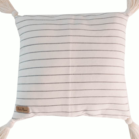 Cojín de algodón acrilan rayas beige