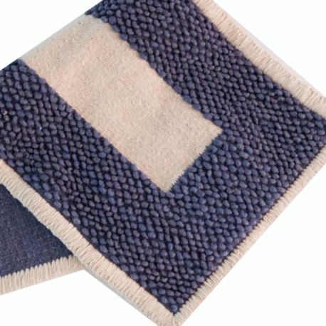 Tapete  de lana bicolor beige / azul