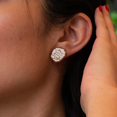 Juego de aretes y collar tipo plata