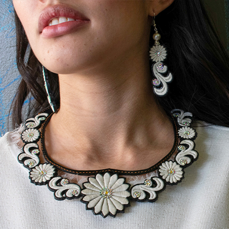 Coordinado Piel negro Figura Flor